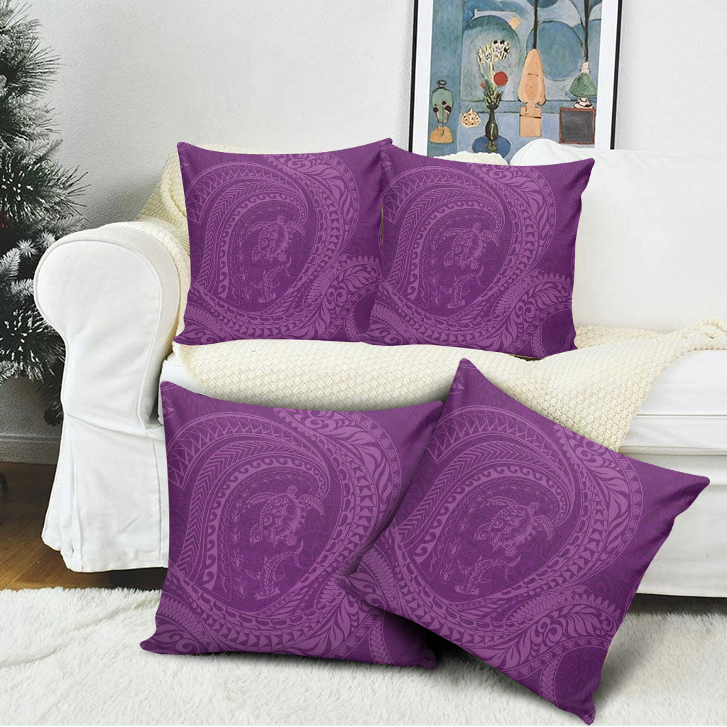 Hawaiian Turtle and Shark Pillow Cover Kakau Tribal with Polynesian Pattern Pink Color LT03 - Polynesian Pride