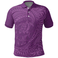 Hawaiian Turtle and Shark Polo Shirt Kakau Tribal with Polynesian Pattern Pink Color LT03 Pink - Polynesian Pride