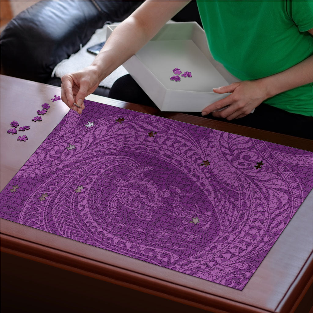 Hawaiian Turtle and Shark Puzzle Kakau Tribal with Polynesian Pattern Pink Color LT03 - Polynesian Pride