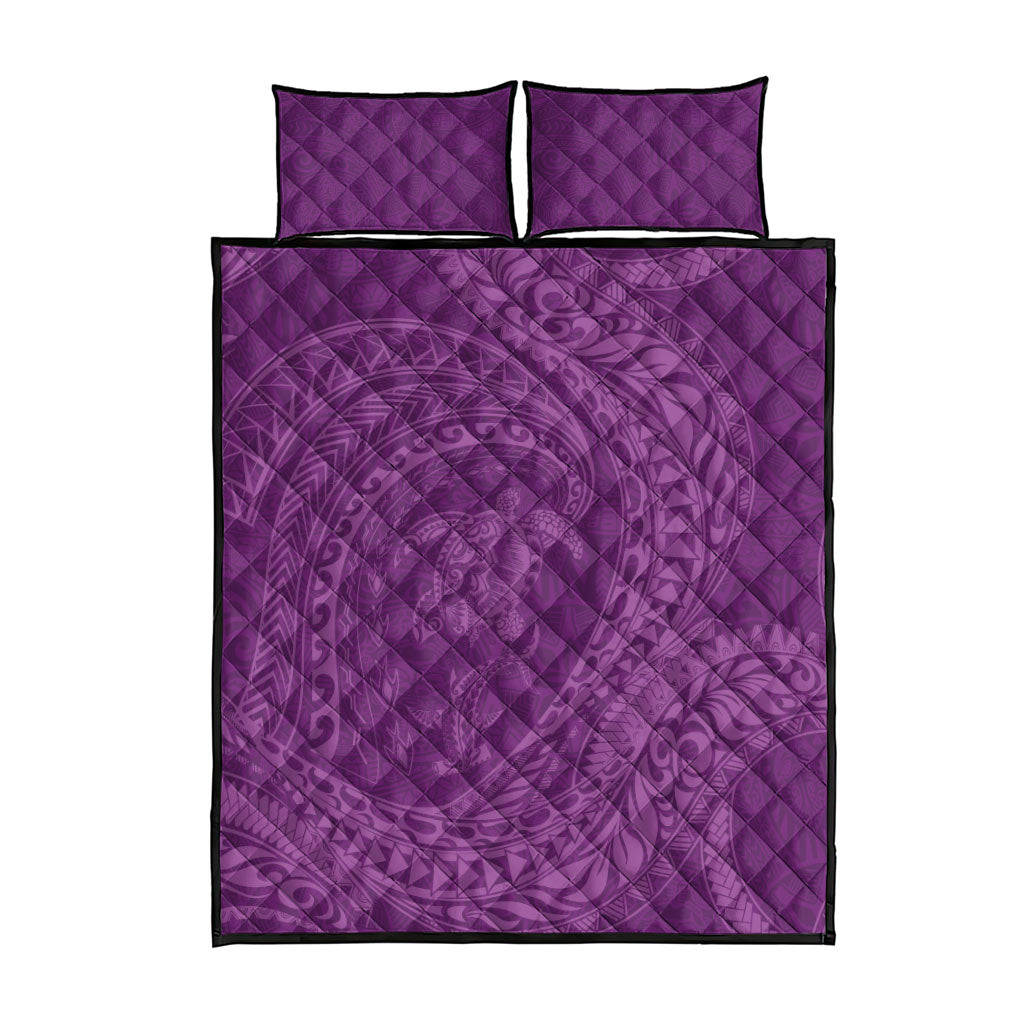 Hawaiian Turtle and Shark Quilt Bed Set Kakau Tribal with Polynesian Pattern Pink Color LT03 - Polynesian Pride