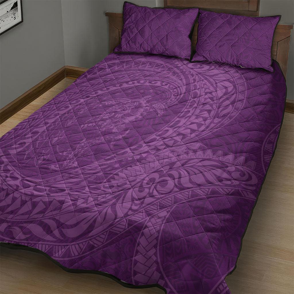 Hawaiian Turtle and Shark Quilt Bed Set Kakau Tribal with Polynesian Pattern Pink Color LT03 - Polynesian Pride