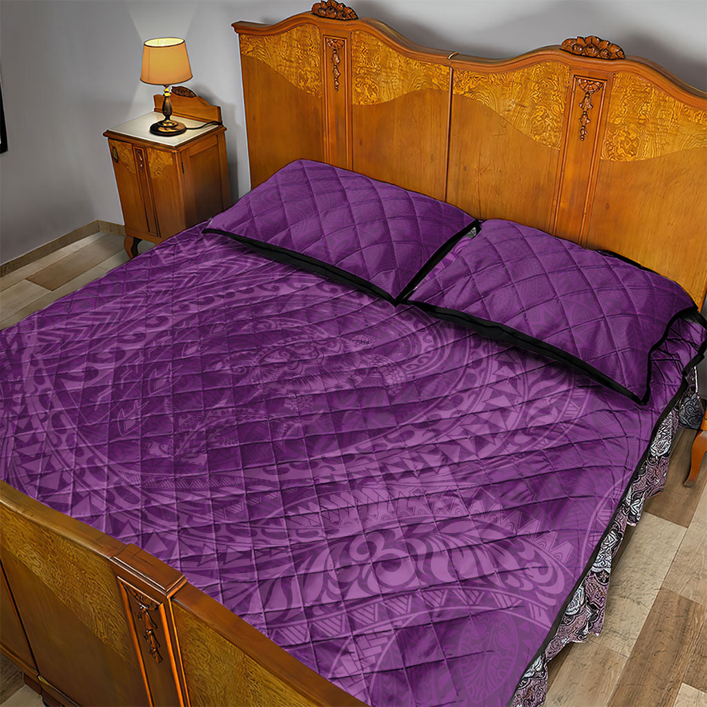 Hawaiian Turtle and Shark Quilt Bed Set Kakau Tribal with Polynesian Pattern Pink Color LT03 - Polynesian Pride