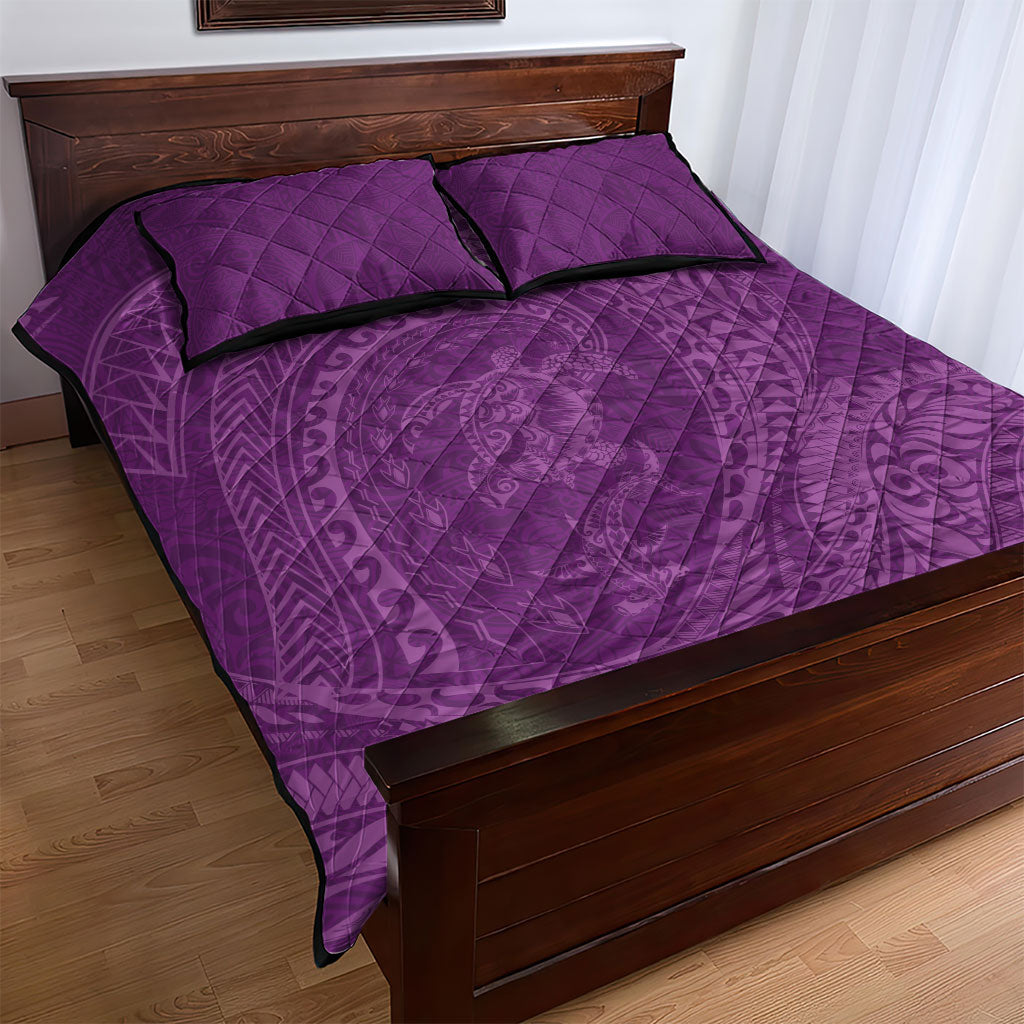 Hawaiian Turtle and Shark Quilt Bed Set Kakau Tribal with Polynesian Pattern Pink Color LT03 - Polynesian Pride