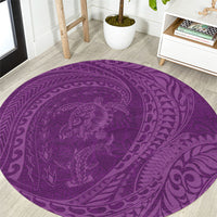 Hawaiian Turtle and Shark Round Carpet Kakau Tribal with Polynesian Pattern Pink Color LT03 Pink - Polynesian Pride