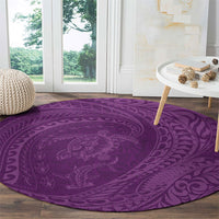 Hawaiian Turtle and Shark Round Carpet Kakau Tribal with Polynesian Pattern Pink Color LT03 - Polynesian Pride