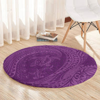 Hawaiian Turtle and Shark Round Carpet Kakau Tribal with Polynesian Pattern Pink Color LT03 - Polynesian Pride