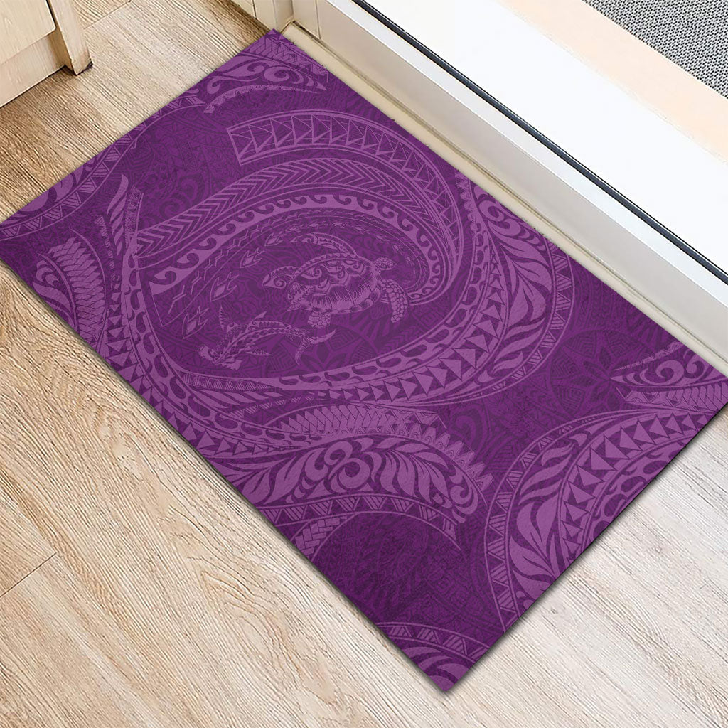 Hawaiian Turtle and Shark Rubber Doormat Kakau Tribal with Polynesian Pattern Pink Color LT03 - Polynesian Pride