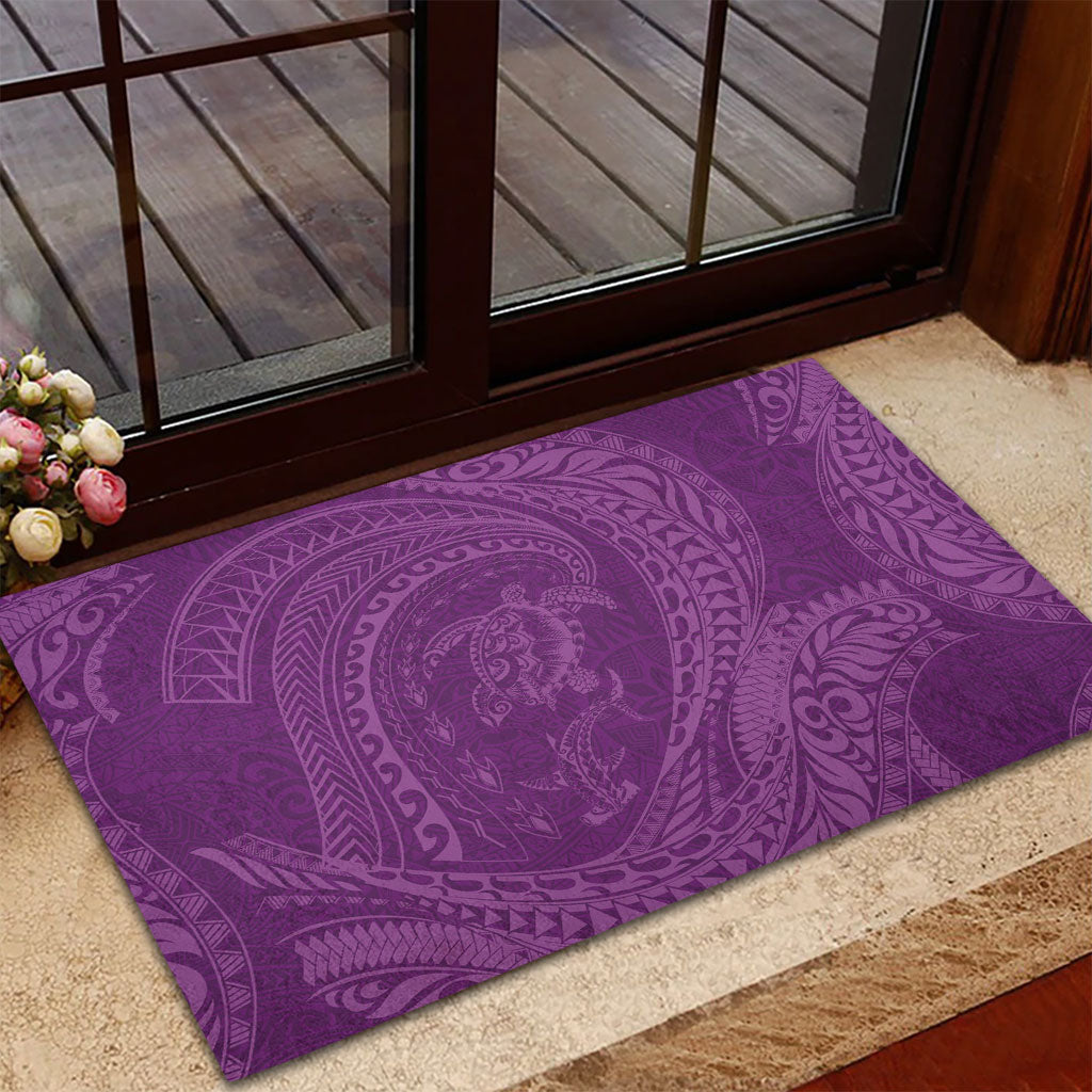 Hawaiian Turtle and Shark Rubber Doormat Kakau Tribal with Polynesian Pattern Pink Color LT03 - Polynesian Pride