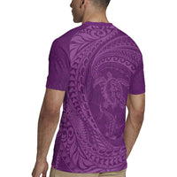 Hawaiian Turtle and Shark Rugby Jersey Kakau Tribal with Polynesian Pattern Pink Color LT03 - Polynesian Pride