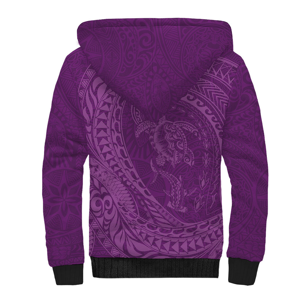 Hawaiian Turtle and Shark Sherpa Hoodie Kakau Tribal with Polynesian Pattern Pink Color LT03 - Polynesian Pride