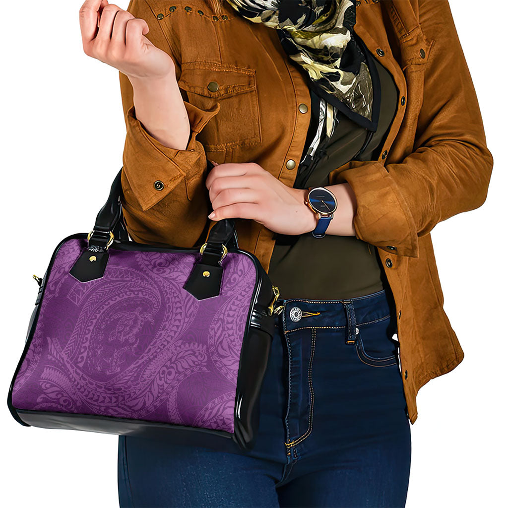 Hawaiian Turtle and Shark Shoulder Handbag Kakau Tribal with Polynesian Pattern Pink Color LT03 - Polynesian Pride