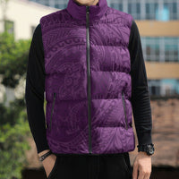Hawaiian Turtle and Shark Sleeveless Puffer Jacket Kakau Tribal with Polynesian Pattern Pink Color LT03 - Polynesian Pride
