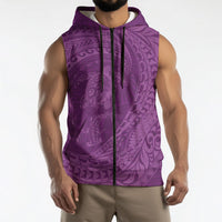 Hawaiian Turtle and Shark Sleeveless Zip Hoodie Kakau Tribal with Polynesian Pattern Pink Color LT03 - Polynesian Pride