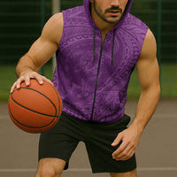 Hawaiian Turtle and Shark Sleeveless Zip Hoodie Kakau Tribal with Polynesian Pattern Pink Color LT03 - Polynesian Pride