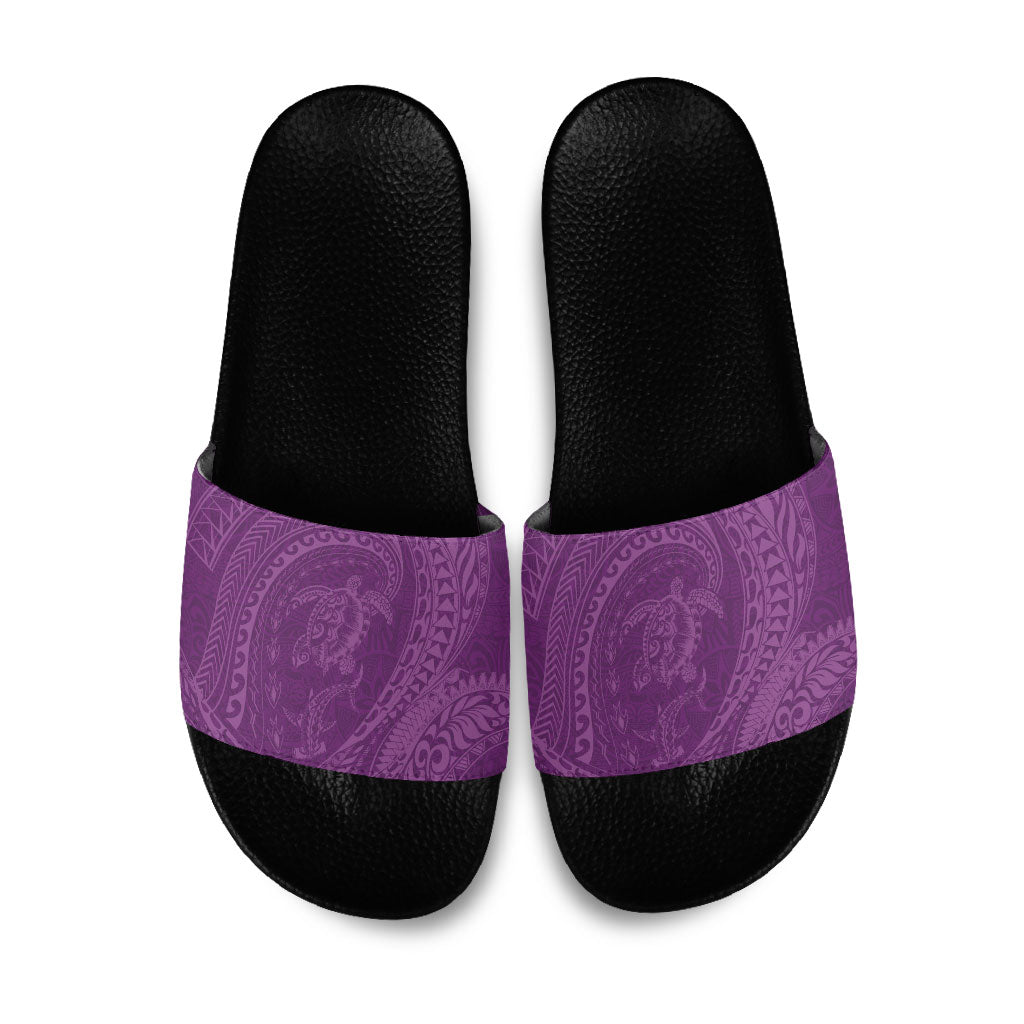 Hawaiian Turtle and Shark Slide Sandals Kakau Tribal with Polynesian Pattern Pink Color LT03 Pink - Polynesian Pride