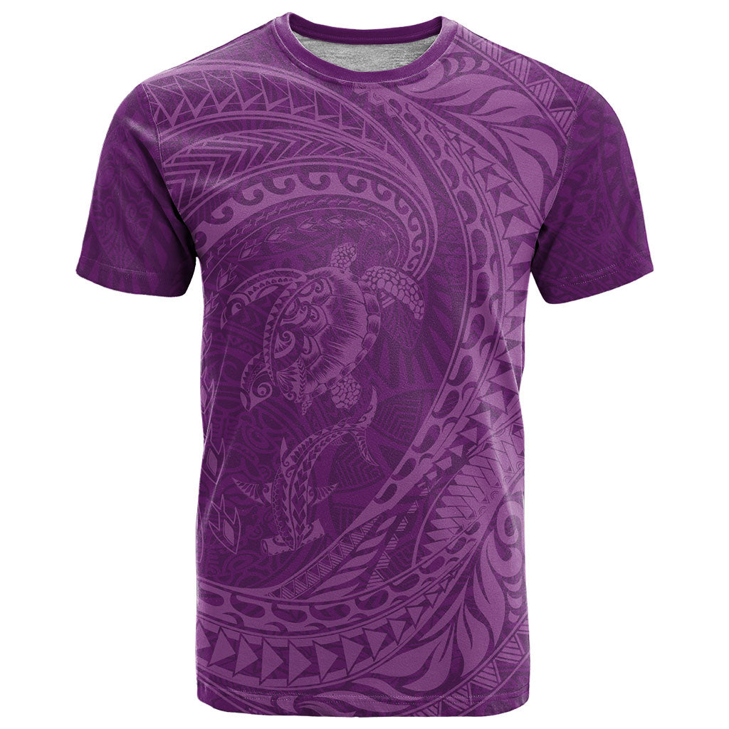 Hawaiian Turtle and Shark T Shirt Kakau Tribal with Polynesian Pattern Pink Color LT03 Pink - Polynesian Pride