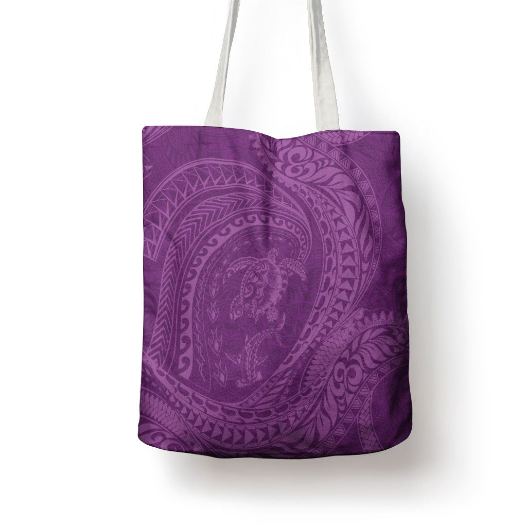 Hawaiian Turtle and Shark Tote Bag Kakau Tribal with Polynesian Pattern Pink Color LT03 - Polynesian Pride