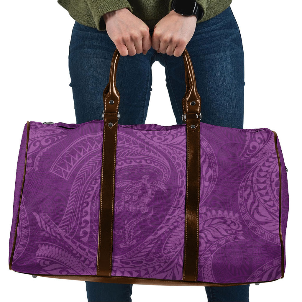 Hawaiian Turtle and Shark Travel Bag Kakau Tribal with Polynesian Pattern Pink Color LT03 Pink - Polynesian Pride