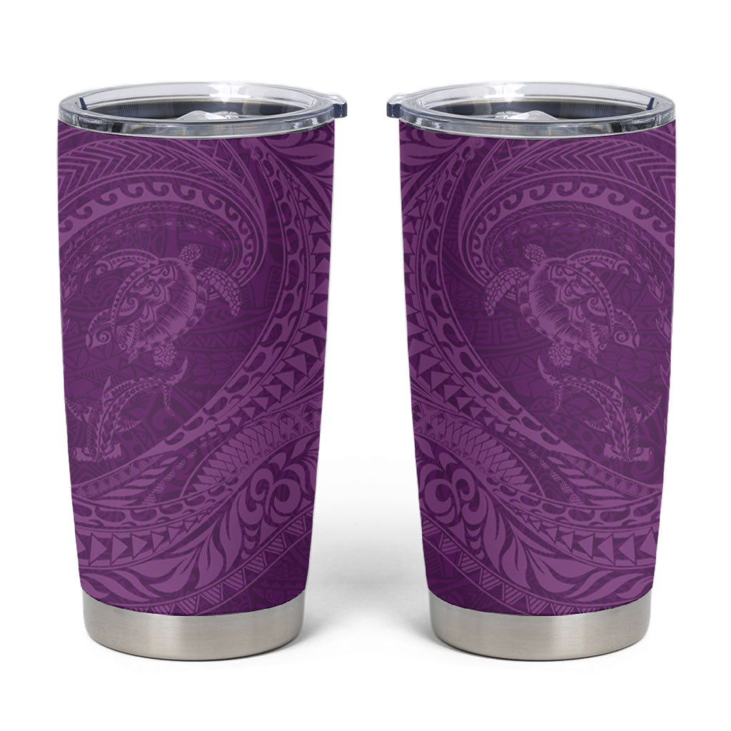 Hawaiian Turtle and Shark Tumbler Cup Kakau Tribal with Polynesian Pattern Pink Color LT03 Pink - Polynesian Pride