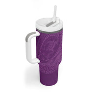 Hawaiian Turtle and Shark Tumbler With Handle Kakau Tribal with Polynesian Pattern Pink Color LT03 - Polynesian Pride