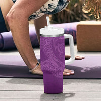 Hawaiian Turtle and Shark Tumbler With Handle Kakau Tribal with Polynesian Pattern Pink Color LT03 - Polynesian Pride