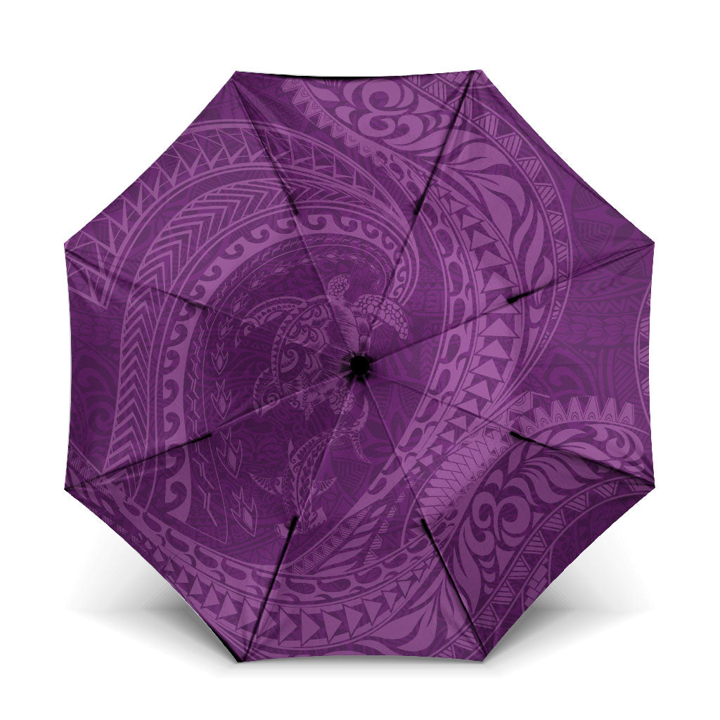 Hawaiian Turtle and Shark Umbrella Kakau Tribal with Polynesian Pattern Pink Color LT03 One Size Folded 11.42 inch Opened Diameter 37.4 inch Pink - Polynesian Pride