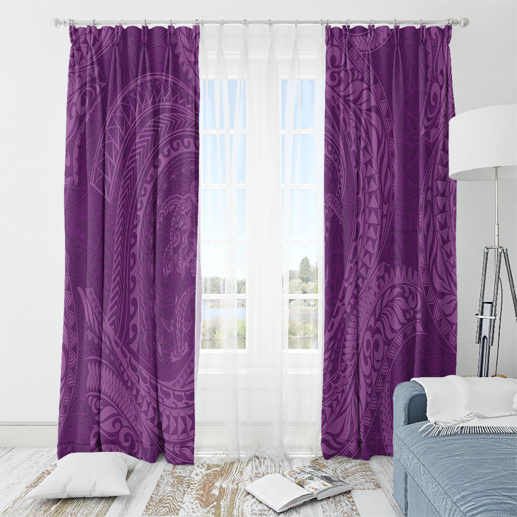 Hawaiian Turtle and Shark Window Curtain Kakau Tribal with Polynesian Pattern Pink Color LT03 - Polynesian Pride