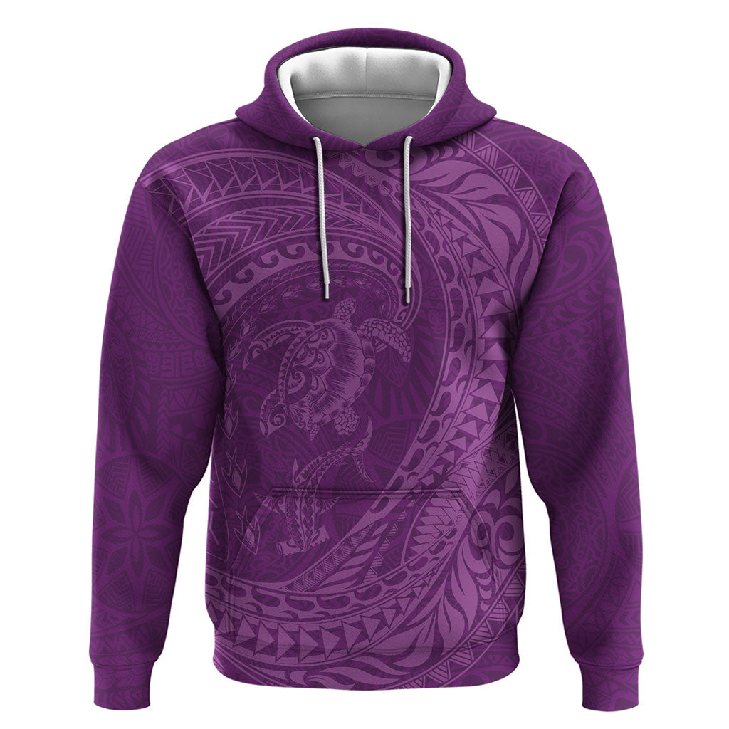Hawaiian Turtle and Shark Zip Hoodie Kakau Tribal with Polynesian Pattern Pink Color LT03 Pullover Hoodie Pink - Polynesian Pride