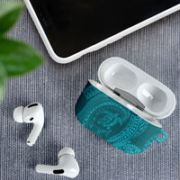 Hawaiian Turtle and Shark AirPods Case Kakau Tribal with Polynesian Pattern Turquoise Color LT03 - Polynesian Pride
