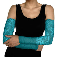 Hawaiian Turtle and Shark Arm Sleeves Kakau Tribal with Polynesian Pattern Turquoise Color LT03 - Polynesian Pride