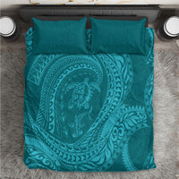 Hawaiian Turtle and Shark Bedding Set Kakau Tribal with Polynesian Pattern Turquoise Color LT03 Turquoise - Polynesian Pride