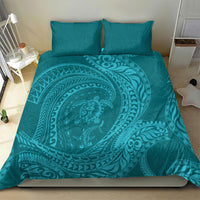 Hawaiian Turtle and Shark Bedding Set Kakau Tribal with Polynesian Pattern Turquoise Color LT03 - Polynesian Pride
