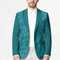 Hawaiian Turtle and Shark Blazer Kakau Tribal with Polynesian Pattern Turquoise Color LT03 - Polynesian Pride