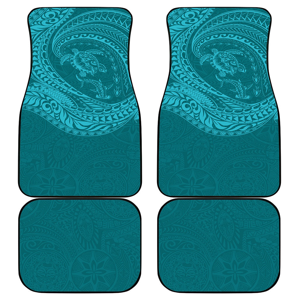 Hawaiian Turtle and Shark Car Mats Kakau Tribal with Polynesian Pattern Turquoise Color LT03 - Polynesian Pride