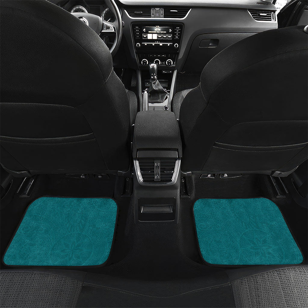 Hawaiian Turtle and Shark Car Mats Kakau Tribal with Polynesian Pattern Turquoise Color LT03 Set 2pcs - Back Turquoise - Polynesian Pride
