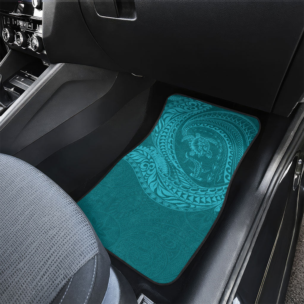 Hawaiian Turtle and Shark Car Mats Kakau Tribal with Polynesian Pattern Turquoise Color LT03 - Polynesian Pride