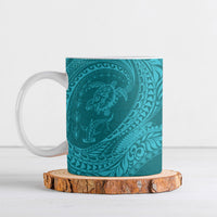 Hawaiian Turtle and Shark Ceramic Mug Kakau Tribal with Polynesian Pattern Turquoise Color LT03 Turquoise - Polynesian Pride