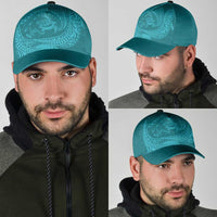 Hawaiian Turtle and Shark Classic Cap Kakau Tribal with Polynesian Pattern Turquoise Color LT03 - Polynesian Pride