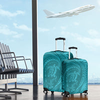 Hawaiian Turtle and Shark Luggage Cover Kakau Tribal with Polynesian Pattern Turquoise Color LT03 - Polynesian Pride