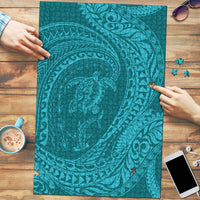Hawaiian Turtle and Shark Puzzle Kakau Tribal with Polynesian Pattern Turquoise Color LT03 Turquoise - Polynesian Pride