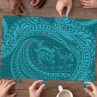 Hawaiian Turtle and Shark Puzzle Kakau Tribal with Polynesian Pattern Turquoise Color LT03 - Polynesian Pride