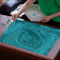 Hawaiian Turtle and Shark Puzzle Kakau Tribal with Polynesian Pattern Turquoise Color LT03 - Polynesian Pride