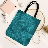 Hawaiian Turtle and Shark Tote Bag Kakau Tribal with Polynesian Pattern Turquoise Color LT03 Black Strap One Size Turquoise - Polynesian Pride