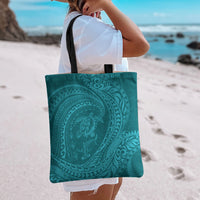 Hawaiian Turtle and Shark Tote Bag Kakau Tribal with Polynesian Pattern Turquoise Color LT03 - Polynesian Pride