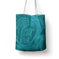 Hawaiian Turtle and Shark Tote Bag Kakau Tribal with Polynesian Pattern Turquoise Color LT03 - Polynesian Pride