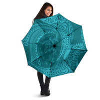 Hawaiian Turtle and Shark Umbrella Kakau Tribal with Polynesian Pattern Turquoise Color LT03 - Polynesian Pride