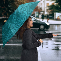 Hawaiian Turtle and Shark Umbrella Kakau Tribal with Polynesian Pattern Turquoise Color LT03 - Polynesian Pride