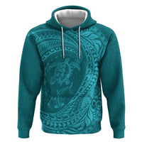 Hawaiian Turtle and Shark Zip Hoodie Kakau Tribal with Polynesian Pattern Turquoise Color LT03 Pullover Hoodie Turquoise - Polynesian Pride