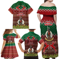Vanuatu Christmas Family Matching Off Shoulder Long Sleeve Dress and Hawaiian Shirt Pig Tusk Beautiful Merry Xmas Snowflake LT03 - Polynesian Pride