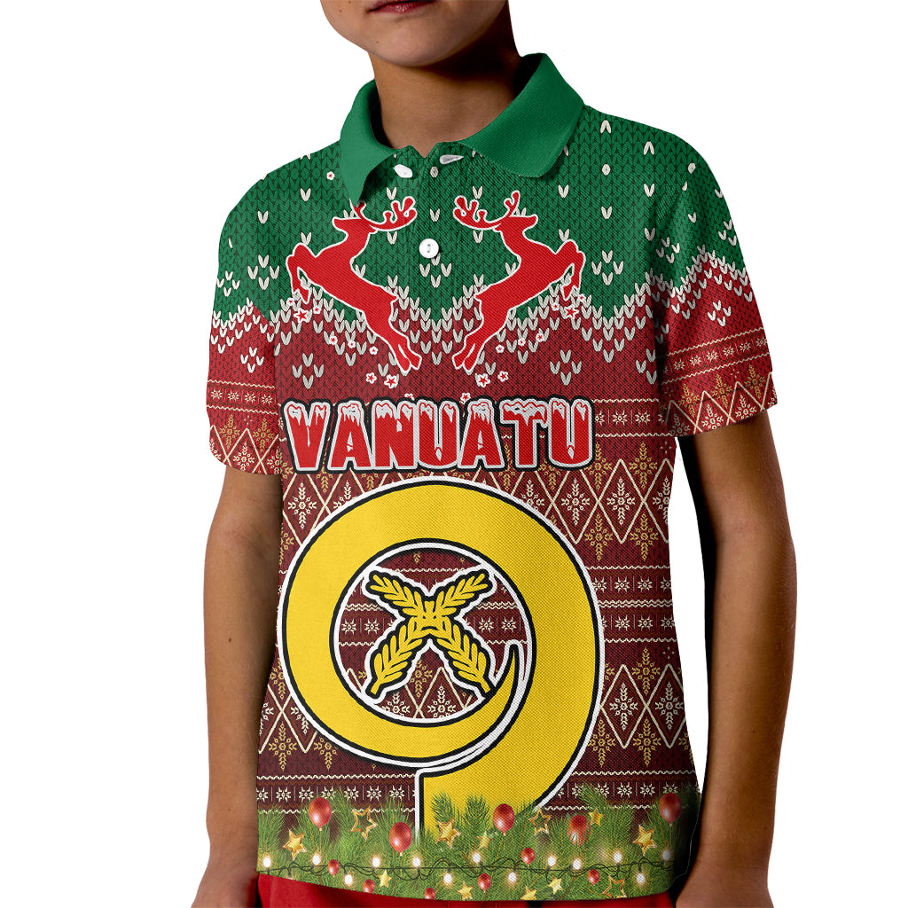 Vanuatu Christmas Kid Polo Shirt Pig Tusk Beautiful Merry Xmas Snowflake LT03 Kid Red - Polynesian Pride